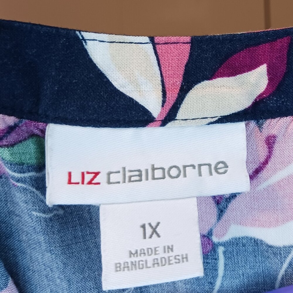 #57 3/$18 - Liz Claiborne Blue/Red Tank Top Size 1X - Picture 5 of 5